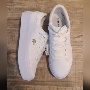 Lacoste Ziane Platform 124 White & Gold Leather Sneakers ✨